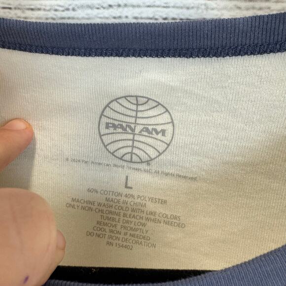 Pan American Women's Cream & Blue Graphic Short Sleeve Tee Size Large - Picture 2 of 6